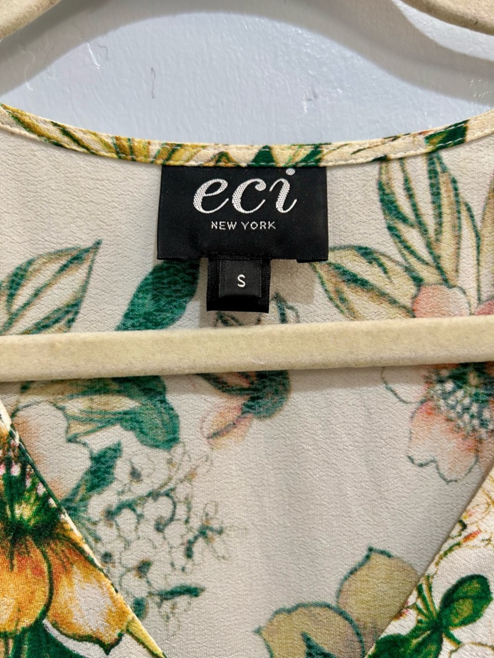 ECI New York Tropical Island Floral Sleeveless Maxi Dress Boho Ruffle Hem Size S - Picture 8 of 11